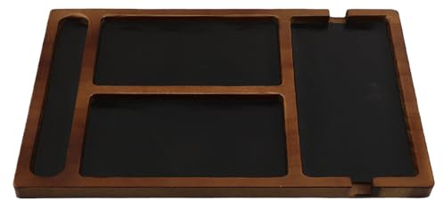 Ciieeo Plateau de Rangement en Bois Massif à 4 Compartiments Vide-Poches Multifonction pour Bureau Chambre et Entrée Organisateur pour Bijoux Montres Clés et Lunettes de Soleil