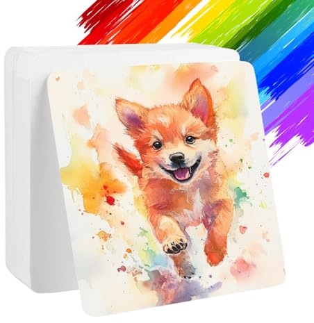 80 Pièces Papier Aquarelle Carré,12×12cm Petite Carte Fait Main Papier Aquarelle 300gsm,100% Coton,Papier Cartes Postales pour Carte D'invitation,Peintures DIY,Blocs Notes et Cartes de Vœux