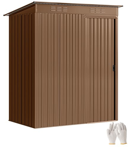 Outsunny Casetta da Giardino 1.37m² in Metallo 159x106x181 cm Marrone