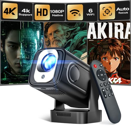 Proyector 4K Soporta, Nativo 1080P - Enfoque Automático Proyector Portatil