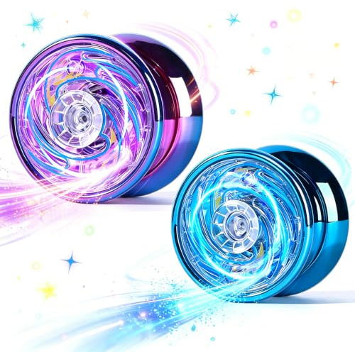 2-Pack Light Up Yoyo Set – Blue & Purple Lights, Beginner Responsive Yoyo