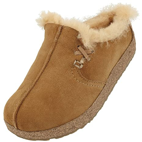 HAFLINGER Lammfellclog Saskatchewan Filzpantoffel Hausschuh Beigemeliert Öko, Gr 41