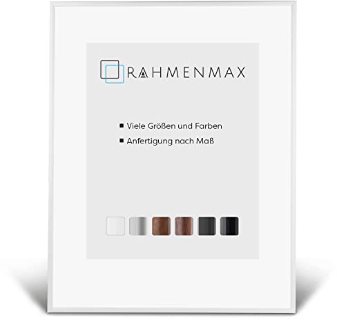 RahmenMax® Iowa Bilderrahmen 50x61 cm zum Aufhängen/Bilderrahmen Maßanfertigung möglich/Posterrahmen aus Kunststoff/Bilder Rahmen in Weiß mit Antireflex Acrylglas/Puzzle Rahmen