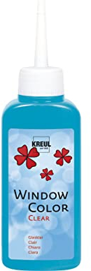 KREUL 40212 - Window Color Clear türkis 80 ml, Fenstermalfarbe auf Wasserbasis, mit glatter glasklarer Oberfläche, geeignet für Oberflächen wie Glas, Spiegel und Fliesen