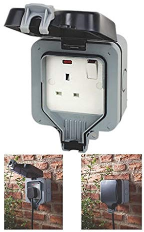 K M Electronics® Weatherproof Outdoor Garden 1 Gang Single 13 AMP Switched Socket IP66