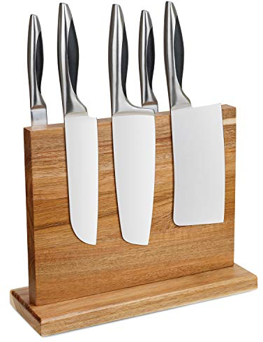 Tuevob Bloc de couteaux magnétique double face magnétique (couteaux non inclus) Bloc de couverts de cuisine avec coussinet antidérapant pour économiser de l'espace