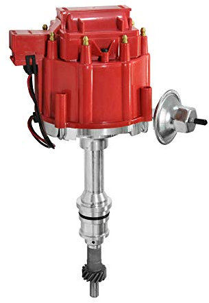 HEI High Performance Ignition Distributor for Jeep Straight 6 232 3.8L 242 4.0L 258 4.2L 65K Coil DIstributor 6 Cylinders with Red Cap