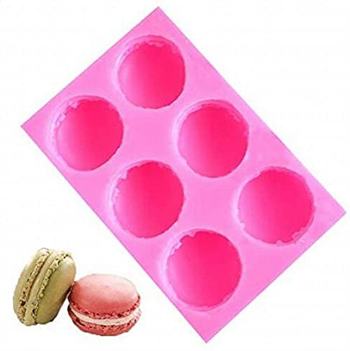 XQKJ Moule à Hamburger Macaron en Silicone 3D avec 6 cavités, Moule de décoration de Cuisson de gâteau pour Muffin Savon Lotion Barre Bain Bombe Bougie Chocolat polymère Argile