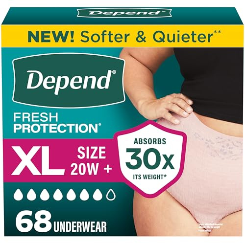 Depend Fresh Protection Adult Diapers for Women, XL, 68 Count