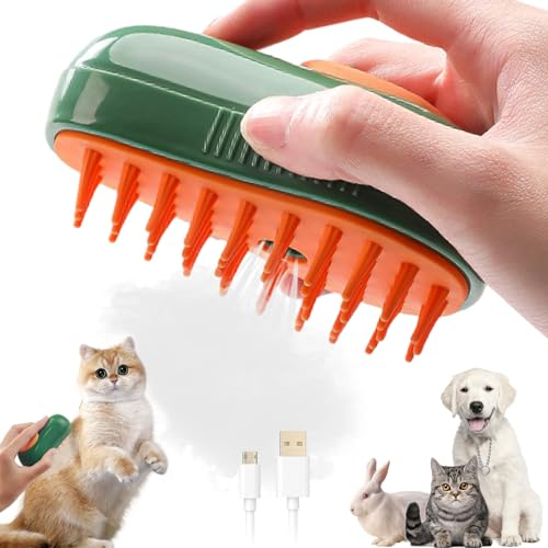 Steamy Cat Brush,3-In-1 Katzenbürste mit Dampf,Cat Steamy Brush,Katzen dampfbürste,Selbstreinigende Dampfbürste Katze,für Katzen und Hunde,zum Entfernen von verfilztem und losem Haar(Avocado)