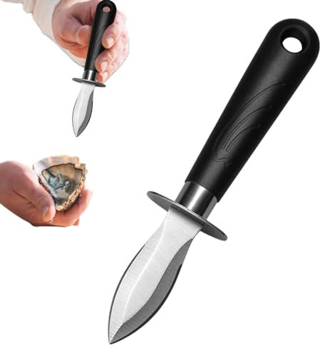 Wezalget Herramienta para descascarar ostras | Cuchillo para descascarar ostras de Acero Inoxidable Herramienta portátil para Abrir ostras con Mango ergonómico - para ostras, almejas y mariscos