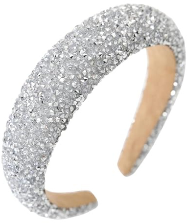 ONRAGT Serre Tete Paillette, Strass Argentés Serre Tête Femme Serre Tete Cheveux Wide Serre-Tête Accessoires Cheveux Doux Élégants pour Quotidienne, Fêtes, Spectacles, Photographie