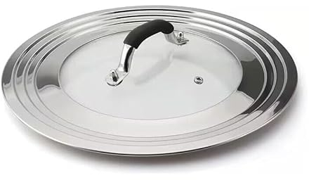 Universal Pans Pots Lid Cover Fit All 9.4 Inch to 12.6Inch Pots/Pans/Woks Stainless Steel and Glass Lid with Heat Resistant Knob