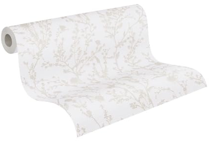 A.S. Création Tapet Floral ljusgrå vit – väggtapet 395462 – högkvalitativ fibertapet för sovrum – 10,05 m x 0,53 m – Made in Germany
