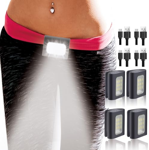 HOKOILN 4 Pack Running Lights for Runners Rechargeable, LED Walking Lights for Night Safty, Clip on Flashlights for Camping, Hiking, Jogging, Dog Walking