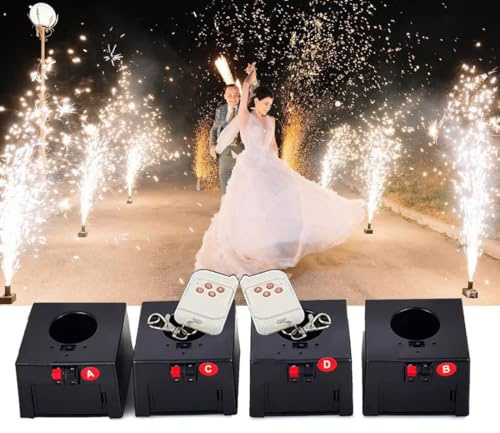 WHRAOY Machine D'Allumage De Feu d'artifice Froid, Mini Machine De Feu d'artifice Froid De Fontaine, SystèMe Pyrotechnique De Mariage De De TéLéCommande sans Fil, avec La Valise