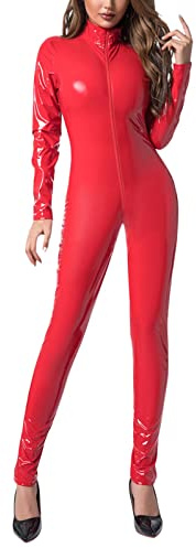 Gefomuofe Mono de mujer con aspecto mojado, disfraz de látex, sexy, lencería, ballet, danza, leotardo, brillante, lencería, lencería, conjunto de lencería de cuero, lencería, conjunto de cuerdas, mono