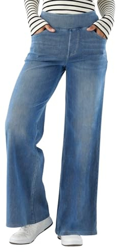 SotRong Wide Leg Jeans for Women High Waisted Stretch Pull on Baggy Jeans Soft Casual Trendy Straight Denim Palazzo Pants with Pocket Light Blue XL