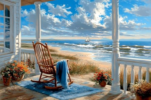 Lxmsja Paisaje Pintar por Numeros Adultos con Marco, DIY Mar Cuadros para Pintar Colorear por Números Lienzos, Pintura Acrilica Manualidades Adulto Decoracion Hogar Pared 20x30cm