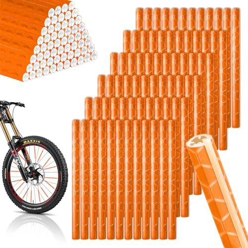 VIVIIHOO Réflecteurs à Rayons vélo-Lot de 72 réflecteurs pour Une visibilité à 360° Facile à Assembler Imperméable à l’Eau 6 Couleurs pour Toutes Les Roues à Rayons courantes (Orange)