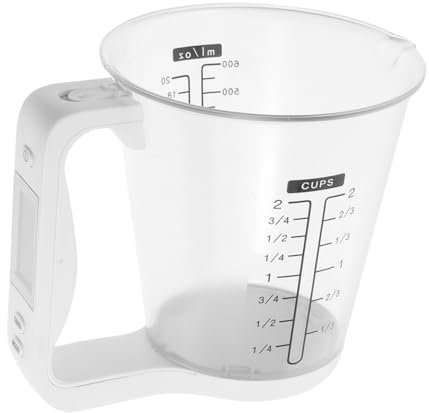 Hemobllo Bilancia elettronica a misurino misurini digitali brocca di misurazione misurino elettronico bilancia per alimenti misurino con display lcd addominali bianca