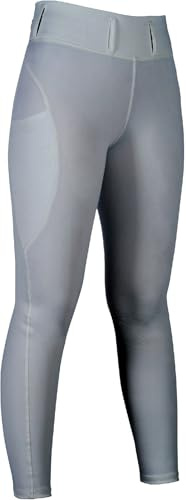 HKM Jil High Waist silikon-helskodd Ridleggings för flickor, Vit, 158/164