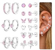 Kakonia Hypoallergenic Flat Back Earrings for Women Men Surgical Steel Earring for Sensitive Ears, 14K Gold Plated Stainless Steel Flatback Stud Hoop Cartilage Earring Stacks for Multiple Piercing S P