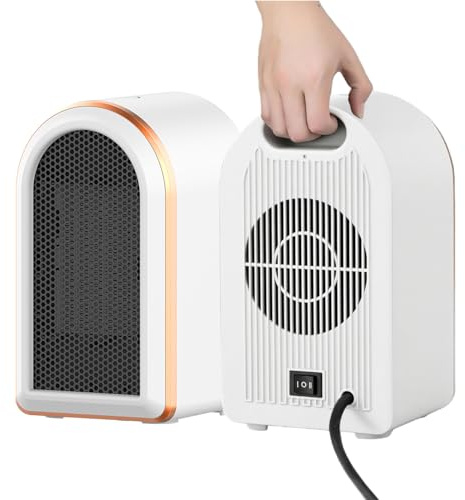 Calefactor bajo consumo Pequeño Portatil,Mini Calefactor Ceramico,1200W/800W Calefactor Enchufe Silencioso,Calefactor electrico aire caliente,Protección contra Sobrecalentamiento/Vuelco