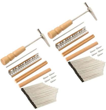 MUELODSIC 2 Sets Kalimba Key Replacement Kit Thumb Piano Accessories with Metal Bridge Saddle and Tuning Hammer Wood Metal Material Smooth Surface Safe for Fingers DIY A Kalimba Repair Kit