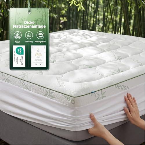 BEDSURE Colchón Adicional de bambú 180x200 - Relleno de 40 cm de Grosor, refrescante, Transpirable, antialérgico, Alivia el Dolor de Espalda