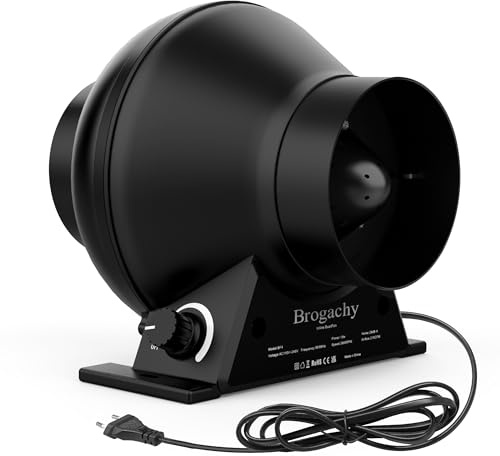 Brogachy Regolabile Ventola Aspiratore 100mm, Estrattore Aria 357m³/h, EC Moteur Per Serra,Tende di Crescita,Coltura Idroponica, cantina, garage, cucina, bagno.