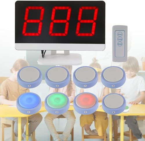Hydravex Système de Buzzer sans Fil pour Jeux de Questions-réponses, 3 Modes de Jeu, idéal pour Les Jeux de Culture générale, Les Quiz, Les compétitions et Les soirées Quiz. Comprend buzzers 8Buttons