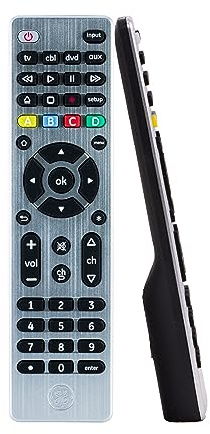 GE 4-Device Universal Remote Control, Designer Series, Brushed Nickel/Silver, 33709