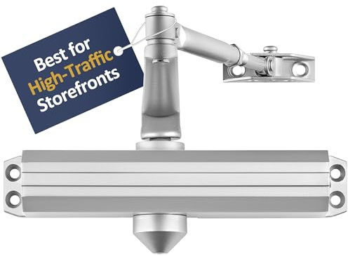 Lawrence Medium/Heavy Duty Door Closer Commercial Grade 1 - Surface-Mounted Commercial Automatic Door Closer with Adjustable 6-Speed Control and 3 Valves - Embassy Series LH5016