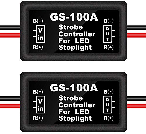 Kinstecks ​​2PCS LED Flash Stroboscopio Controller Luce freno Flasher Luce freno Modulo strobo per motocicli Auto camion (solo per LED)