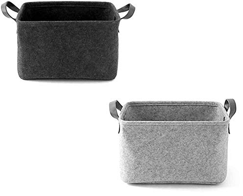 Filz Korb,2 Stück Filz Aufbewahrungsbox, Filzkörbe mit zwei Griffen, als Aufbewahrungsbox für Kleidung, Handtücher, Toilettenartikel, Babyartikel, Bücher usw. (Schwarz und Grau)