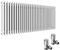 ELEGANT Cast Iron Style 3 Column Radiators Traditional Triple Bar White Horizontal Designer Colosseum Rad 600 x 1400mm with Valves Chrome