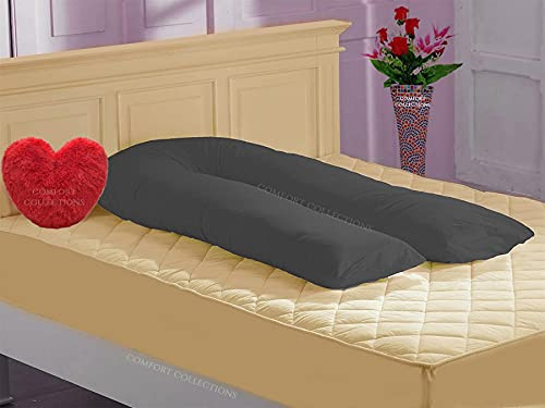 Comfort Collections Housse de coussin en forme de U de 3,7 m pour maternité, allaitement et grossesse, housse de coussin géant gris pour le corps entier
