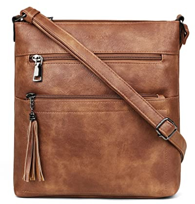 MASINTOR Crossbody Purses for Women, Multi Pocket Casual Crossbody Bag, Adjustable Strap Shoulder Bag with Tassel