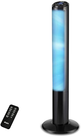 Air Pro 40 Tower Fan SmartVoice™ Control Oscillating Bladeless Fan with Remote - Tall Compact 3 Speeds Quiet 50W Motor Cooling Fan - Floor Standing Fan for Home Office - LED Display 15 Hour Timer