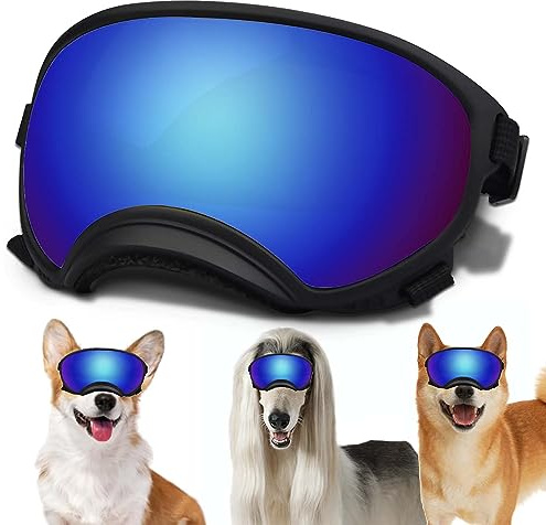 Dog Sunglasses, Dog Goggles with Adjustable Strap, UV Protection, Windproof, Suitable for Small Medium-Dogs, Dogs Eyes Protection