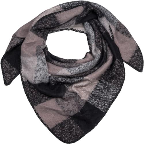 styleBREAKER Damen XXL Web Dreieck Schal mit buntem Karo Muster, Dreiecktuch Kariert, Winter Schal warm weich, Tuch 01020050, Farbe:Grau-Schwarz