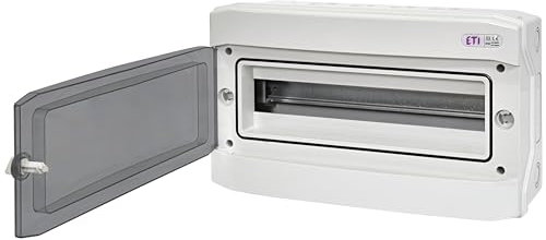 ETI Sicherungskasten Aufputz IP65 Feuchtraum Verteiler Kleinverteiler Stromverteiler Verteilerkasten Schaltkasten Aufputzverteiler (1-reihig 18 Module)