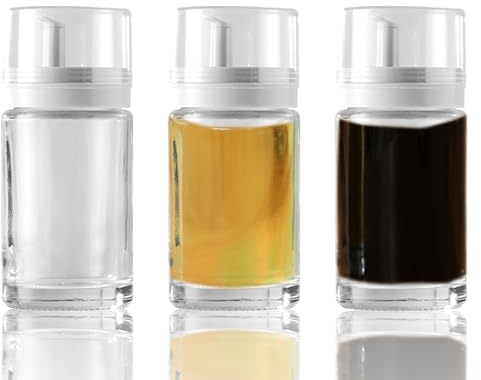 3-Pack Leakproof Small Glass Oil and Vinegar Dispenser Bottles - Perfect for Kitchen Use - 100ml Each (3.38oz)