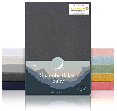 Laleni Jersey Spannbettlaken 38x77 cm Babywiege oval - OEKO-TEX zertifiziert - Stubenwagen Bezug 100% Baumwolle - Kinderwagen - Baby Bettwäsche in Anthrazit