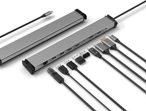 Techly 369298 Docking Station 9 in 1 USB-C™ Hub USB HDMI RJ45 Silver