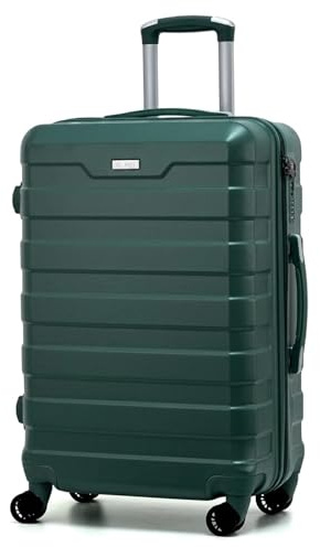 RMW Suitcase Large Medium Cabin Size | Hard Shell | Lightweight | 4 Dual Spinner Wheels | Trolley Luggage Suitcase | Hold Check in Luggage | TSA Combination Lock (Dark Green, Medium 24)