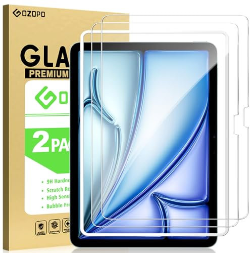 GOZOPO Protector de Pantalla para iPad Air 11 Pulgadas M3 (2025)/ iPad Air 11 Pulgadas M2 (2024) con Marco de Instalación 9H HD Película de Cristal Templado, [2 Piezas]