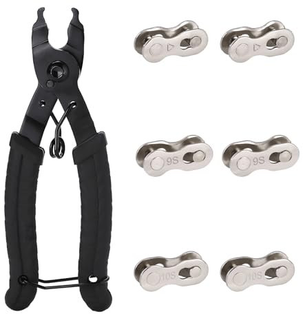 Xlqyb Pince pour chaîne de vélo, réparateur de chaîne de vélo, kit d'outils pour chaîne, Plus 6 Paires de maillons de chaîne de vélo 6/7/8/9/10 Speed