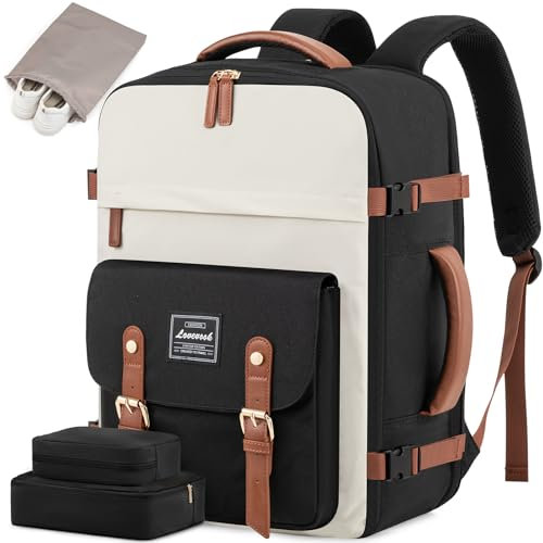 LOVEVOOK Reiserucksack Damen, Handgepäck Rucksack Flugzeug 45x36x20, Wasserdichter Uni Laptop Schulrucksack, Großer Travel Backpack Women Kofferrucksack mit Klappe für Studnten Reise Schule